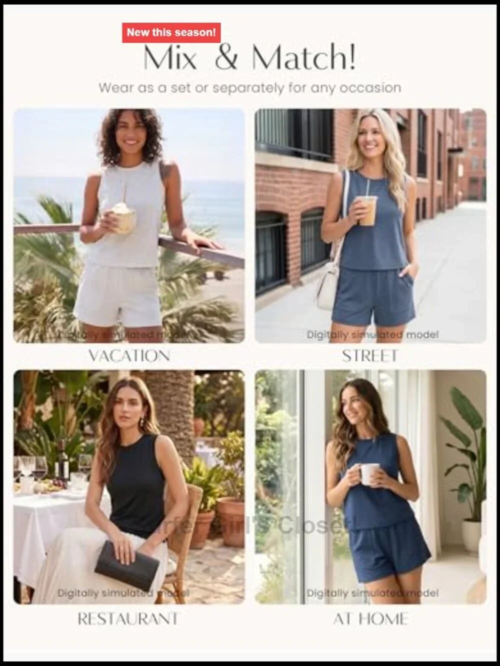 Two Piece Lounge Short Set - Sleeveless Crop Top & Shorts